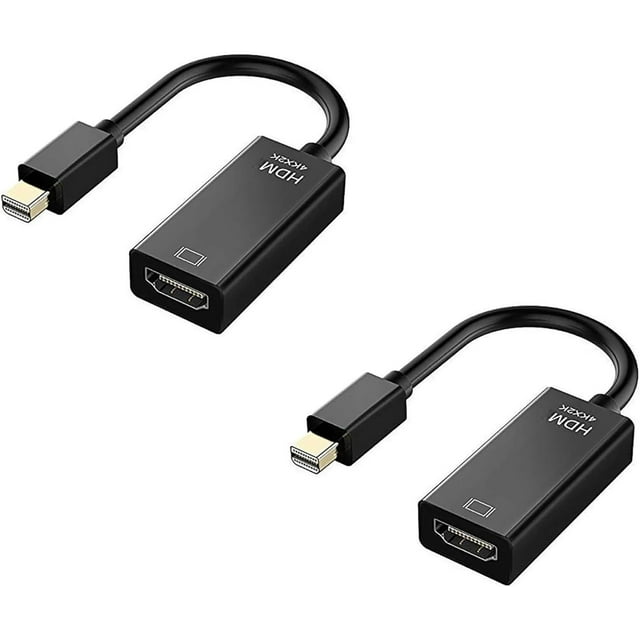 HUGFEGWE Mini DP to HDMI-Compatible Adapter Connector Converter 4K 2K 1080P for Surface Laptop TV Monitor Projector (Color : 2 pcs DP HDMI 4K Black) CJB91-87136