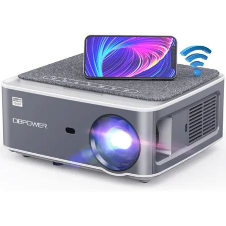 DBPOWER Native 1080P 5G 4K WiFi Projector, Upgrade 20000L 500 ANSI FHD Outdoor Movie Projector, Support 4P 4D Keystone/Zoom/PPT,