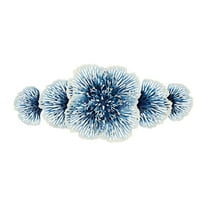 DecMode Blue Metal 3D Floral Wall Decor