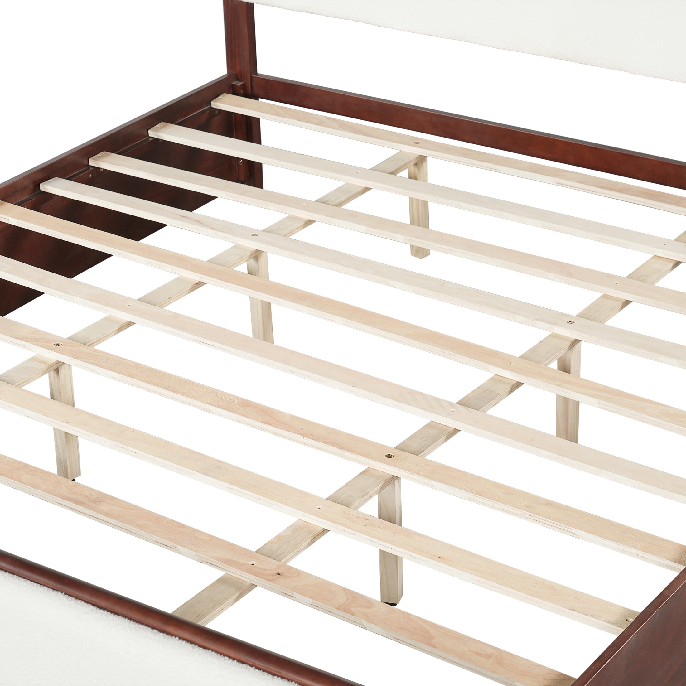 Christopher Knight Home Modern King Wood Bed Frame with Upholstered Headboard and Footboard, Walnut