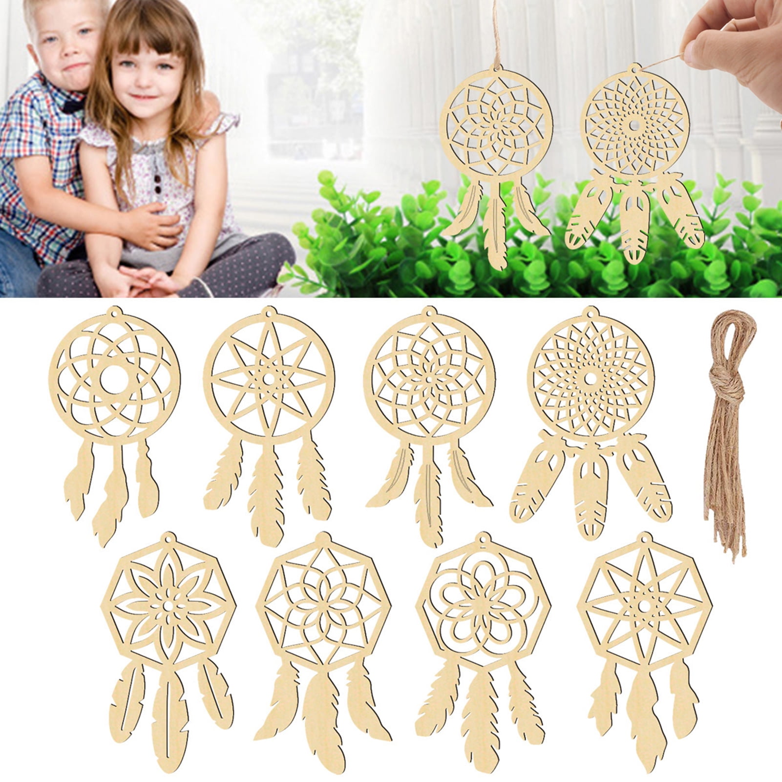 Manunclaims 10Pcs Dream Catcher Ornaments High Durability Exquisite Shape Wood Handcrafted