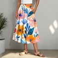 thumbnail image 3 of Mgmyaa Jupe Maxi Femme Décontractée Confortable Imprimée Ligne A Taille Élastique Longues Jupes, 3 of 6