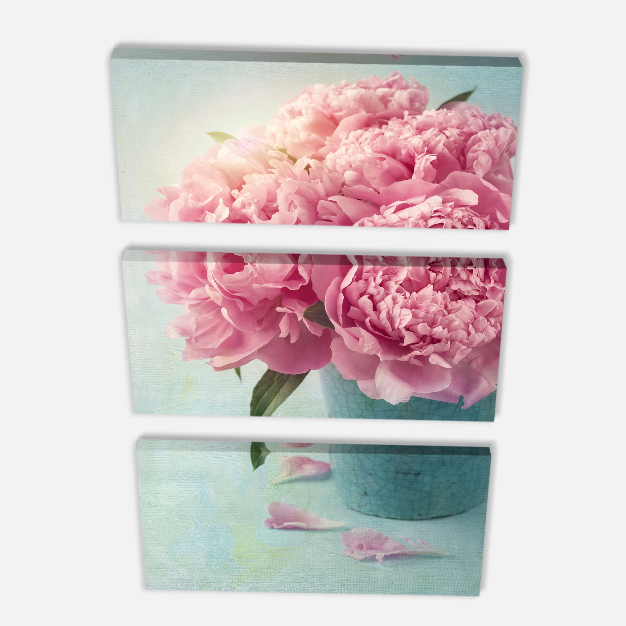 Designart 'Pink Peony Flowers in Vase ' Large Floral Wall Art Canvas