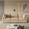 thumbnail image 3 of Magic Home 100.5" Modular Sectional Sofa, Modern Chenille L Shaped Cloud Couches Khaki Couch for Living Room, Apartment, Office, 3-Seat, Khaki, 3 of 11