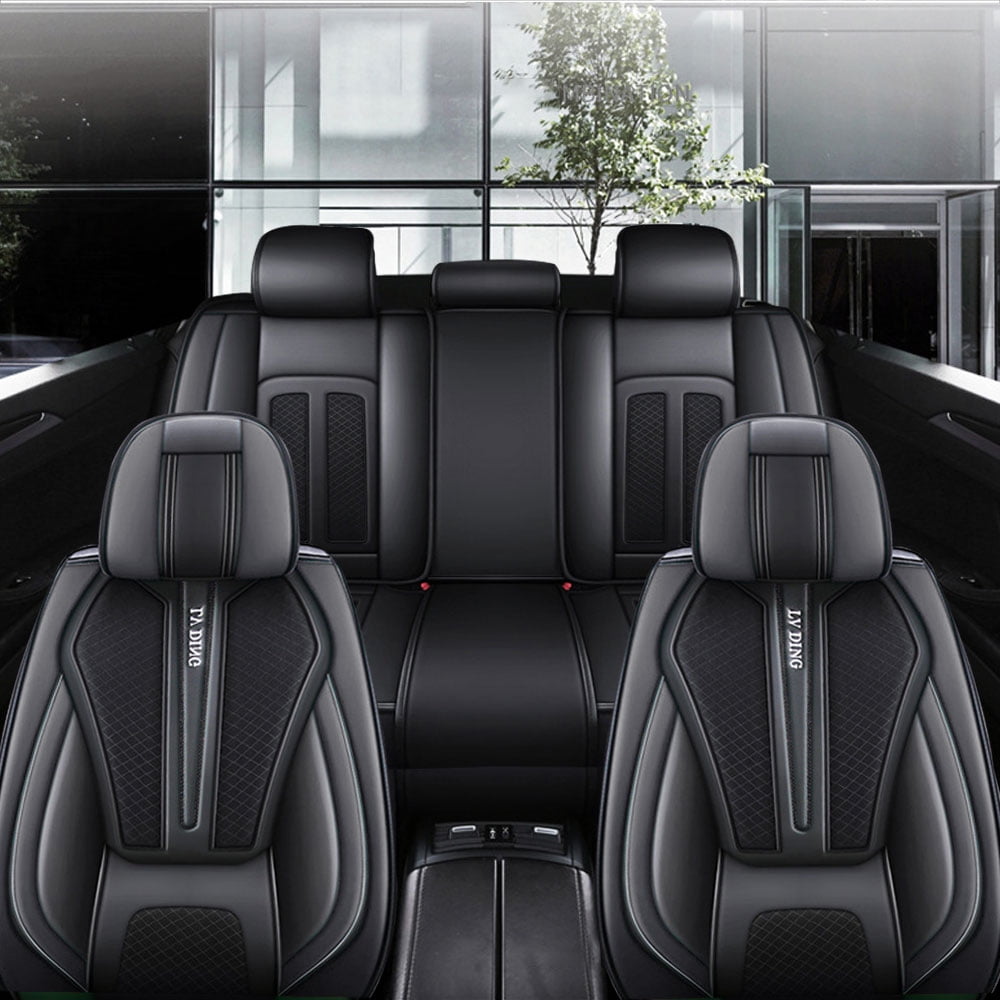 Tuqiang Car Seat Covers Universal Custom Fit Car Seat Covers Full Set for Waterproof Front&Rear Seat Cushion Black