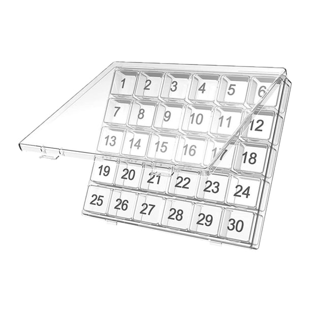 Caja de almacenamiento de joyas, portátil, 30 rejillas, a prueba de polvo, extraíble, a la moda, con tapa, contenedor, dispensador de caja para oreja, Transparente Sunnimix Caja de almacenamiento de joyas