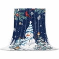thumbnail image 2 of Christmas Snowman Throw Flannel Blanket 50x60In Classic Winter Christmas Tree Deep Blue Super Soft Cozy Bed Blanket, Lightweight Plush Fuzzy Bed Throw for Bedroom Sofa Couch Living Room, 2 of 4