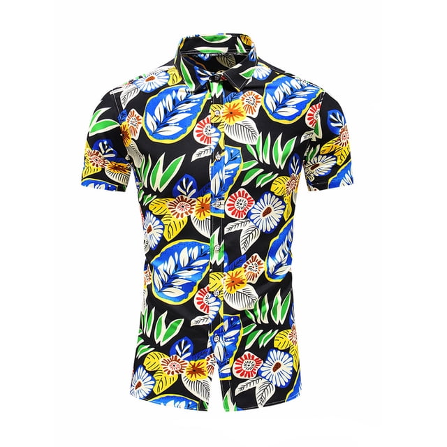 RKSTN Chemises pour Hommes Manches Courtes à Manches Courtes Imprimées Couleur Boutons Cardigan Mode Chemise Décontractée Hauts Chemises Hawaïennes pour Hommes