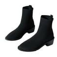 thumbnail image 3 of Povozer Womens Western Pointed Toe Ankle Booties Stacked Heel Chelsea Boots Cowboy Elastic Winter Boots(Black,8.5), 3 of 6