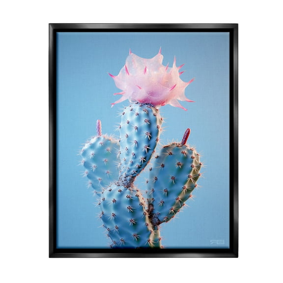 Stupell Industries Pink Budding Cactus Flowers Botanical & Floral Painting Black Floater Framed Canvas Art Print Wall Art, 17 x 21