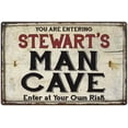 thumbnail image 1 of STEWART'S Man Cave Sign Rustic Garage Decor Gift 8x12 Metal 208120035448, 1 of 1