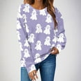 thumbnail image 2 of Makaor Sweatshirt Women Halloween Crew Neck Tops Fleece Long Sleeve Pullover Casual Fall Clothes Purple M, 2 of 4