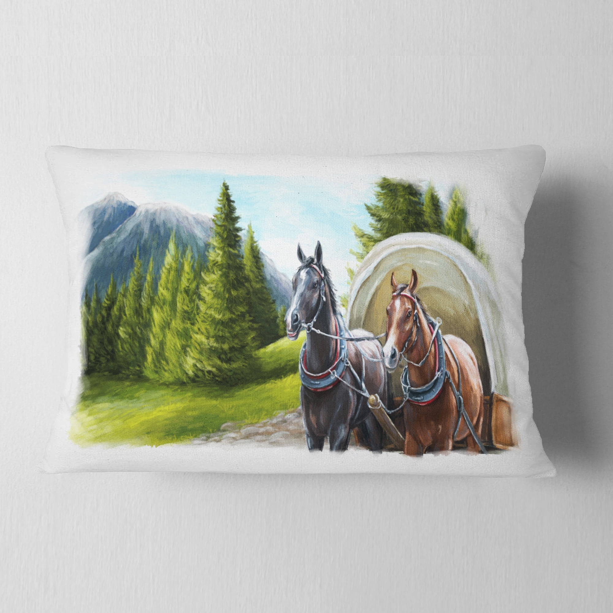 Designart 12" x 20" Multi-color Polyester Throw Pillow