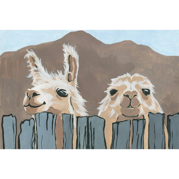 Marmont Hill Peekaboo Llamas Canvas Wall Art, 8" x 12"