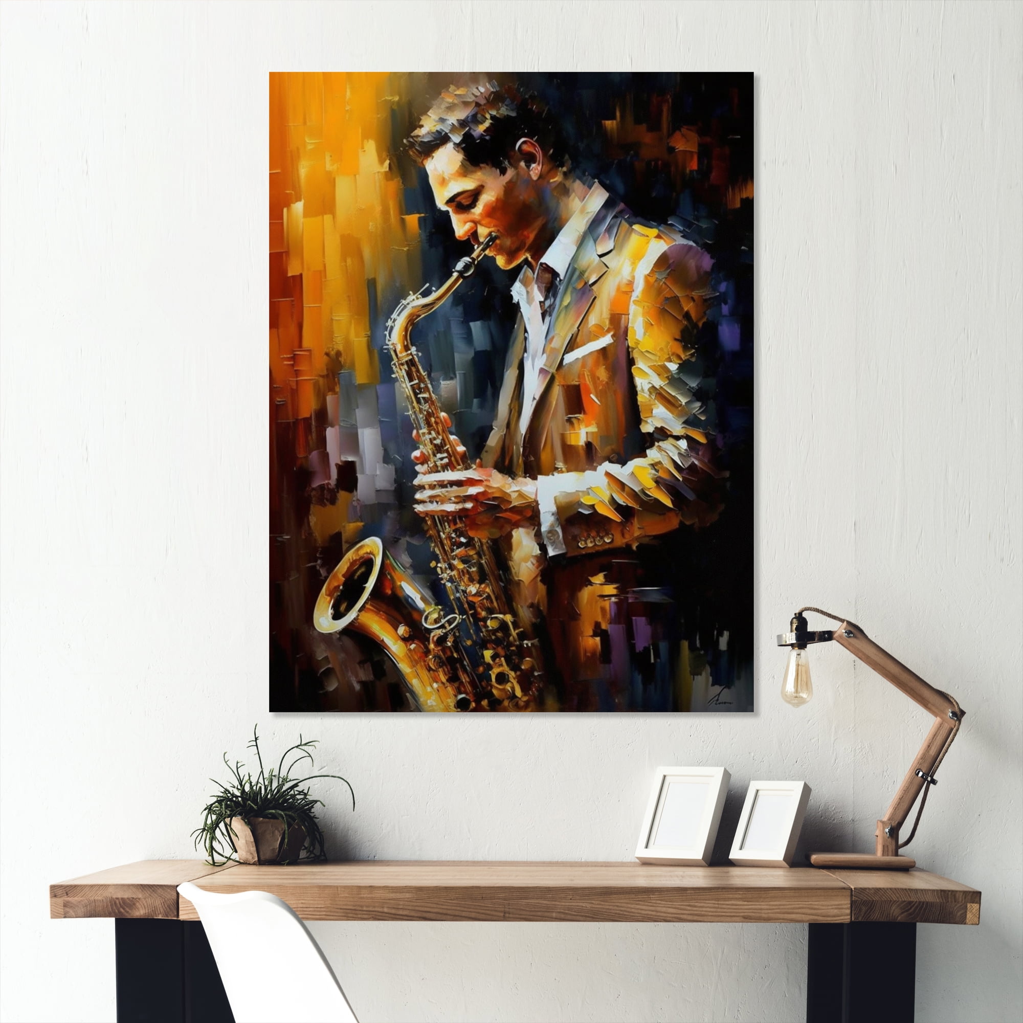 Designart Saxophone Player On Stage I Canvas Wall Art
