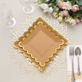 thumbnail image 4 of Efavormart 25 Pack | 7" Natural / Gold Scalloped Rim Square Paper Dessert Plates, Disposable Salad Appetizer Party Plates, 4 of 11