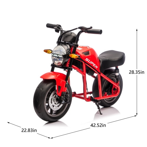 red 24V300W Kids Ride On XL Electric Toy Muscle Motorcycle with 14-inch wide EVA tires Music&Light