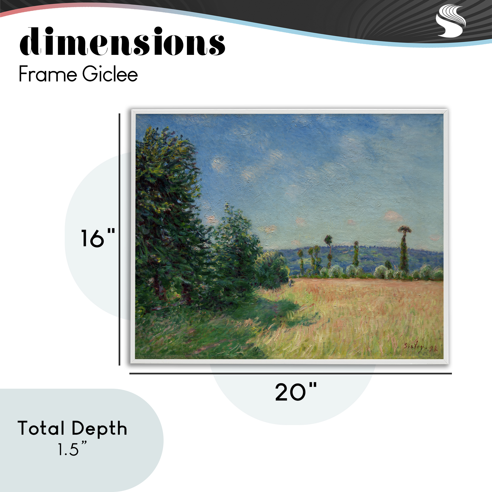 Sahurs Meadows in Morning Sun White Framed Giclee Art, design by Alfred Sisley