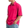 thumbnail image 4 of Polo Shirts for Men Cotton Pique Short Sleeve Golf Shirts with Pocket Classic Casual Moisture Wicking Polos Pink L, 4 of 9