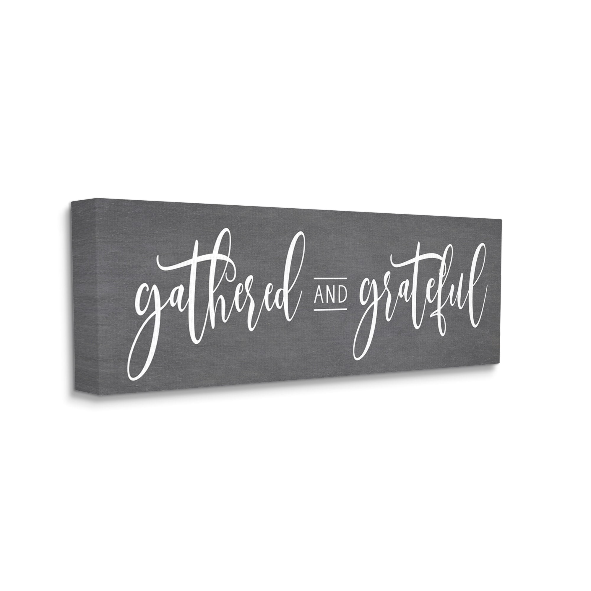 Stupell Industries Gathered & Grateful Fancy Cursive Thankful Family Graphic Art Gallery Wrapped Canvas Print Wall Art, Design by Lettered and Lined