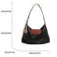 thumbnail image 2 of Bolso de mano moderno para mujer con colgante, bolso de hombro de piel sintética para citas (Negro), 2 of 9