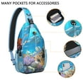 thumbnail image 2 of Cartoon Cute Dolphin and Whale Nautical Pattern Lightweight Travel Sling Backpack Durable Multipurpose Crossbody Bag for Hiking Beach and Daily Use, 2 of 2