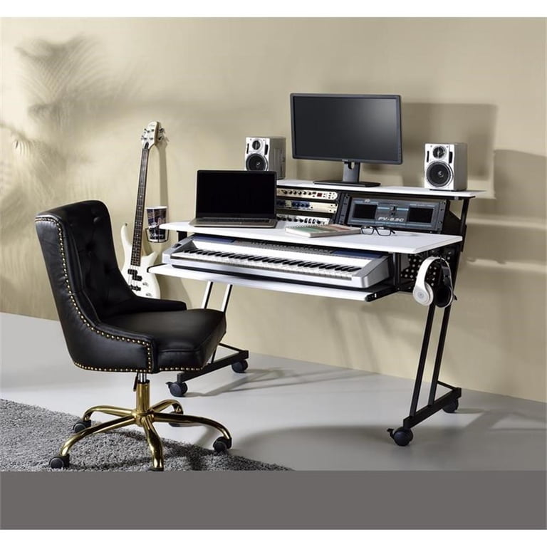 ACME Suitor Wooden Top Music Recording Studio Desk in White and