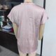 thumbnail image 2 of Camiseta con cuello en V y encaje para mujer, manga corta, informal, holgada, color puro, jersey de verano, Top rosa M, 2 of 3