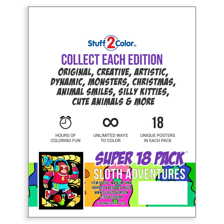 Super Pack of 18 Fuzzy Velvet Coloring Posters (Christmas Edition