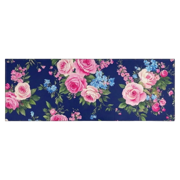 Pioneer Flower Floral Print Pattern Kitchen Rug Mat,Kitchen Runner Rugs Non Skid Washable,Decorative Kitchen Floor Mats for Kitchen,Sink,Laundry,17"X47"