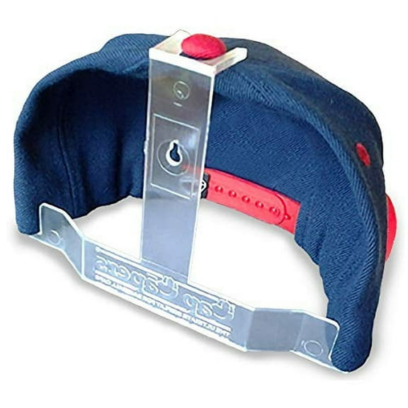 Cap Capers Grand Slam Display, Displays Cap Logo, Flexible Clear Plastic Wall Mounted Hat Rack with Adhesive Mounting Options, 12 Count