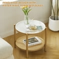 thumbnail image 4 of Modern 19.6" Round Rattan Coffee Table Glass Metal 2-Tier Side Table Bedroom Living Room, 4 of 12