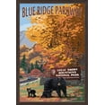 thumbnail image 1 of Blue Ridge Parkway - Great Smokey Mountains Park Entrance & Bear Family - Lantern Press Artwork (24x36 Giclee Art Print, Gallery Framed, Espresso Wood), 1 of 1