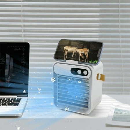 

Mascarry Portable Mini Air Conditioner Humidifier Bedroom Air Cooler USB Fan with Mirror White