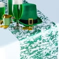 thumbnail image 5 of Holzlrgus 2 Pieces Green Christmas Table Runner, Sequin Glitter Metallic Green Thin Mesh Table Runner Roll 11"x108", Green Spring Holiday St Patricks Day Party Table Home Decorations, 5 of 7