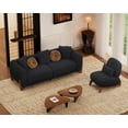 thumbnail image 3 of Morden Fort 2 Pieces Sherpa Fabric Boucle Armless Chair 3-Seater Sofa Set, Modern Minimalist Cloud Couch and Boucle Tilt Back Lounge Chair with Wood leg, Black, 3 of 5