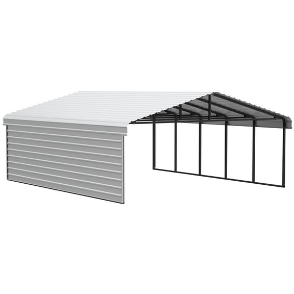 Arrow 20 x 24 x 7 ft Eggshell Carport With 1 Side Wall Kit