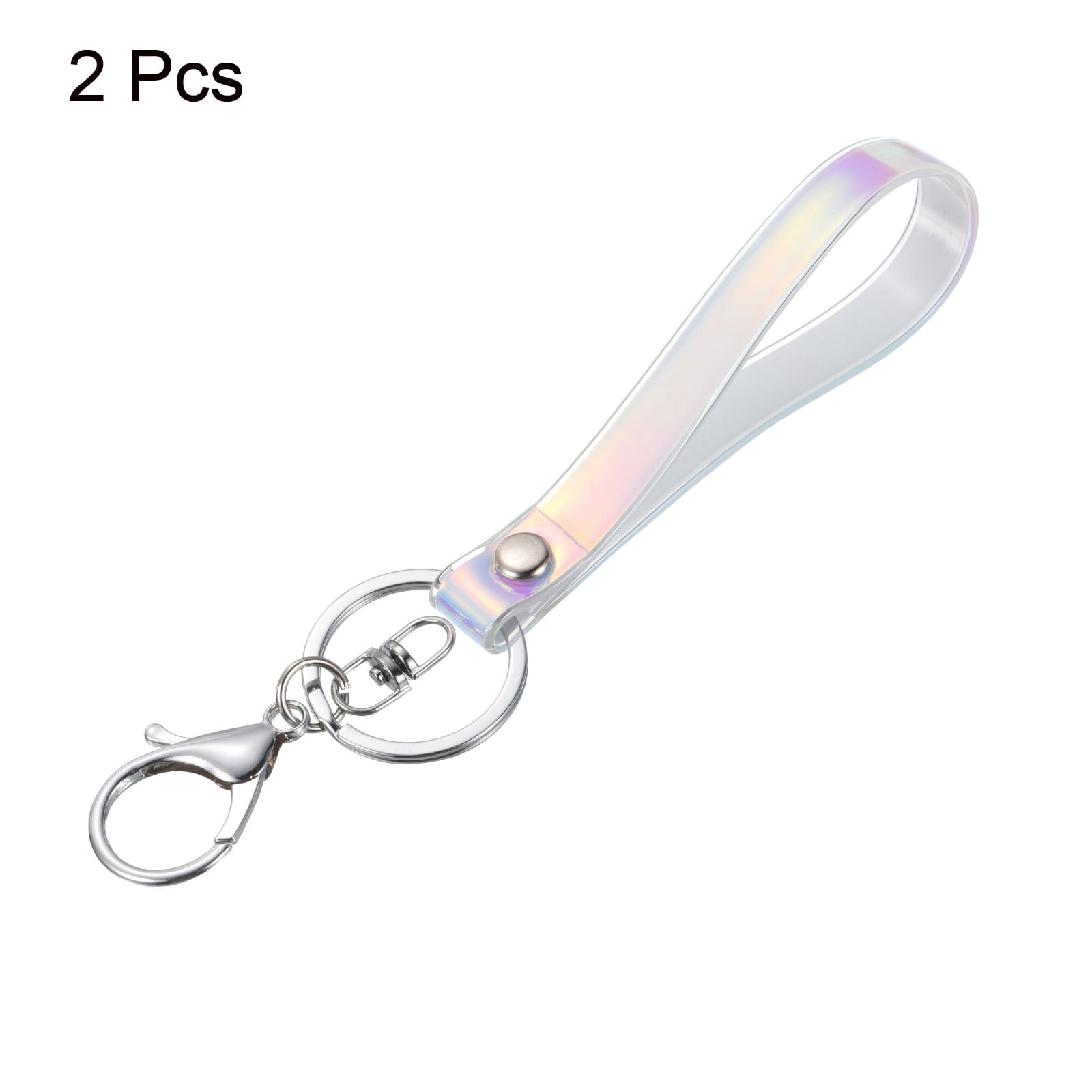 Unique Bargains Wrist Lanyard for Key Wristlet Strap Silver Keyring