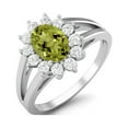 thumbnail image 2 of 7X5MM Oval Shape Peridot 925 Sterling Silver Split Shank Mother's Day Gift Ring, 2 of 3
