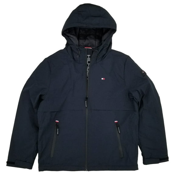 Tommy Hilfiger Mens Navy Blue Performance Hooded Jacket Medium