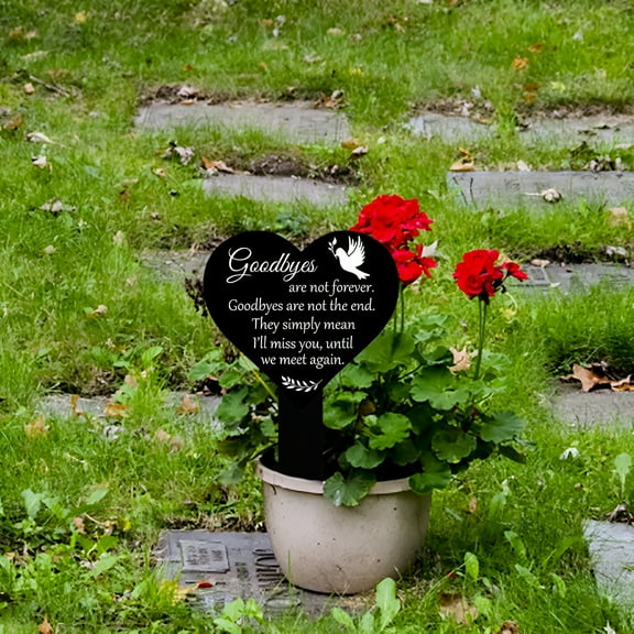 LAMIRO Memorial Grave Markers Heart Shaped Remembrance Plaque Stake Memorial Garden Grave Marker for Cemetery Black Sympathy Plaque Garden Grave Decoration for Relative Friend Cemetery Outdoors Yard