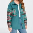 thumbnail image 5 of Spring Autumn Aztec Print Corduroy Jacket Girls Kids Casual Button Down Loose Lapel Jacket Coat for 5-14 Years, 5 of 6