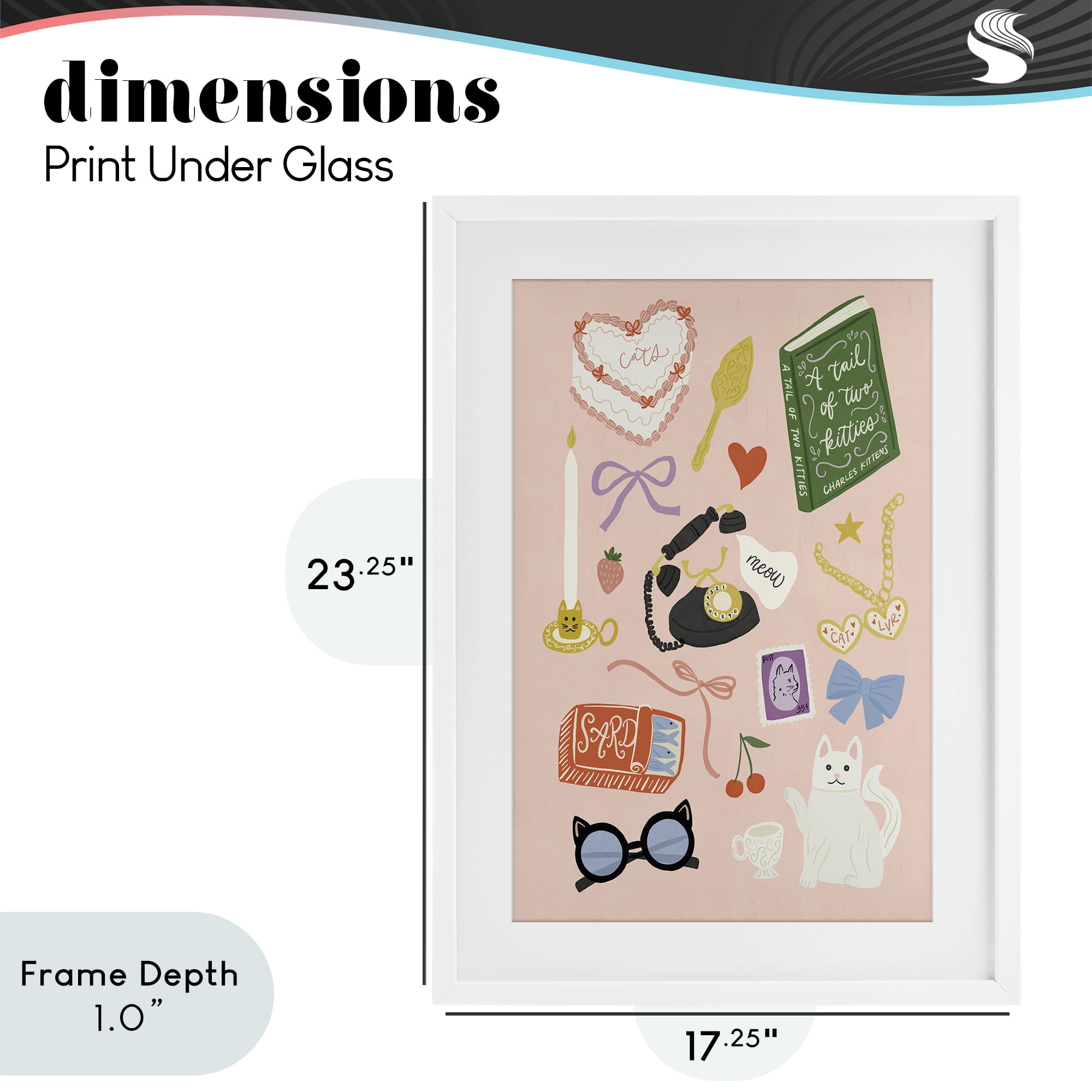 Stupell Industries Vintage Cat Lover Trinkets White Framed Print Under Glass, design by Amanda Houston
