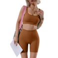 thumbnail image 2 of GILIGEGE Two Piece Workout Sets for Women Ribbed Tank Crop Tops Seamless High Waist Booty Biker Shorts Athletic 2 Piece Summer Outfits Seamless Yoga Outfits Lounge Matching Gym Clothing Set Coffee, 2 of 7