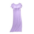 thumbnail image 2 of Xysaqa Long Nightgowns for Women Soft Cotton Sleepwear Short Sleeve Comfy Modal Sleep Shirts Ladies Long Nightdress with Built in Bra Night Gowns M-2X Summer Savings Purple, 2 of 6