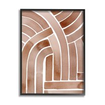 Stupell Industries Abstract Rounded Stripes Lines Brown Watercolor Design Painting Black Framed Art Print Wall Art, Design by Grace Popp