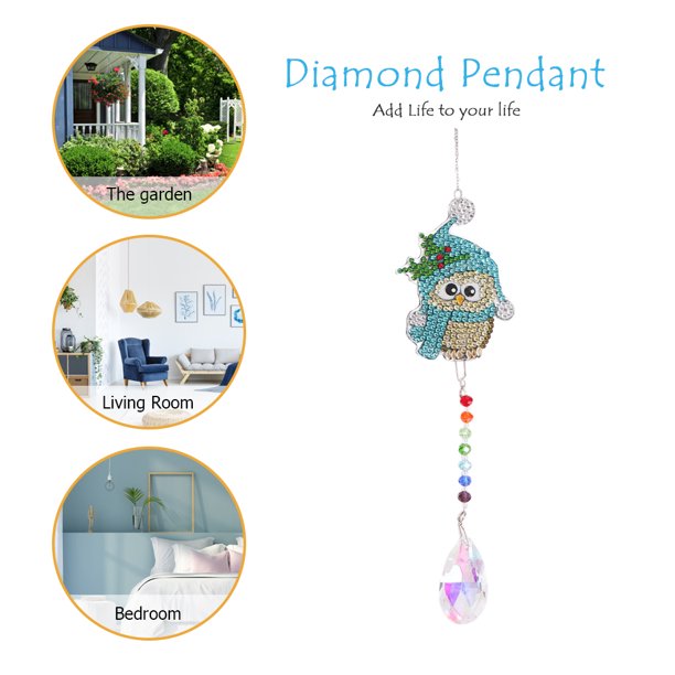 Cuadros Decorativos Diamond Drill Rainbow Collection Hang Crystal Prisms Wind Chime Decor (Búho) Sywqhk Nuevos Originales