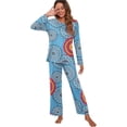 thumbnail image 4 of Women's Long Sleeve Sleepwear Soft Crew Neck Pyjama Set,Fp-mix Blue, 4 of 5