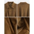 thumbnail image 4 of Women'S Faux Suede Jacket with Pocket Lapel Pilot Coat Casual Oversized Long Sleeves Trendy Streetwear Brown M, 4 of 5