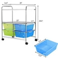 thumbnail image 2 of Topbuy 4-Drawer Rolling Storage Cart Metal Rack Organizer Shelf with Wheels Green+ Blue, 2 of 5